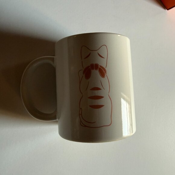 BEAMS Japan x Chugai Toen Maneki Neko Mug - Orange Lucky Cat - Picture 4 of 6